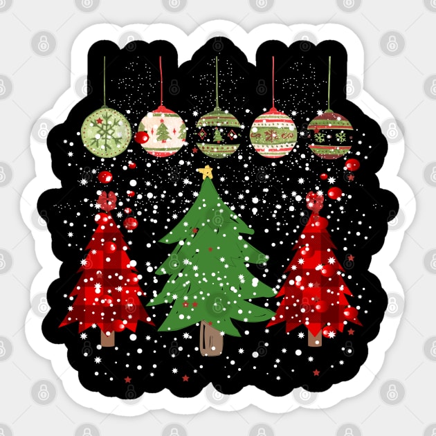 Merry Christmas/ Christmas Tree Prints / ccolorful christmas Gift/ ladies holiday Sticker by UranusArts